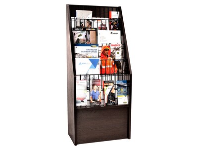 AdirOffice Freestanding 6-Tier Wooden Literature Holder Magazine Rack, Black, 2/Pack (640-4020-BLK-2PK)