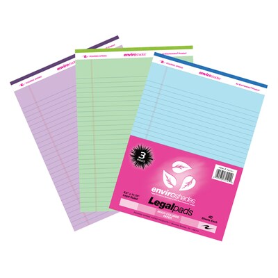 Enviroshades Recycled Legal Pads, 8.5 x 11.75, College Ruled, Assorted, 40 Sheets/Pad, 3 Pads/Pack, 2 Packs/Bundle (ROA74100)