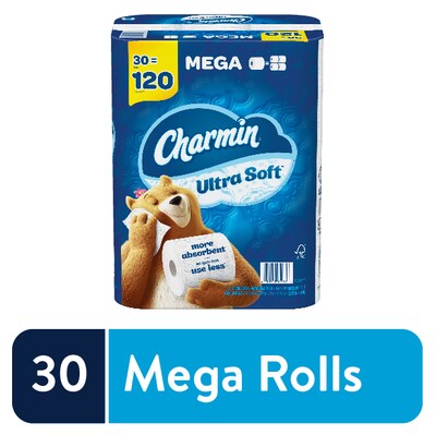 Charmin Ultra Soft 2-ply Standard Toilet Paper, White, 244 Sheets/Roll, 30 Rolls/Case (01537)
