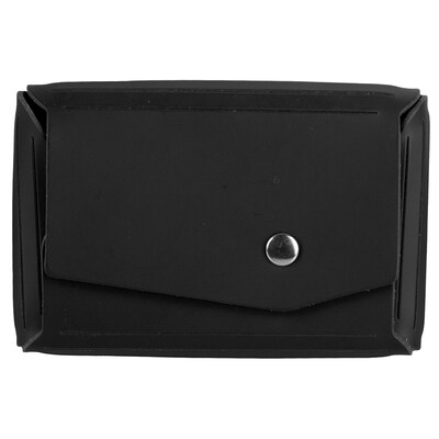 JAM Paper® Italian Leather Business Card Holder Case with Angular Flap, Black, Sold Individually (22