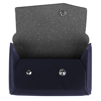 JAM Paper® Italian Leather Business Card Holder Case with Angular Flap, Navy Blue, Sold Individually (233331744)