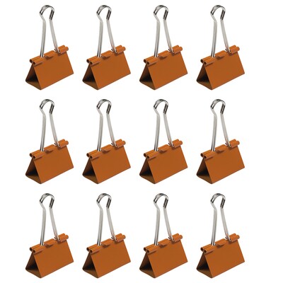 JAM Paper Large Binder Clips, 3/4" Capacity, Orange, 12/Pack (340BCor)