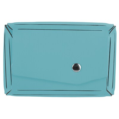 JAM Paper® Italian Leather Business Card Holder Case with Angular Flap, Teal Blue, Sold Individually