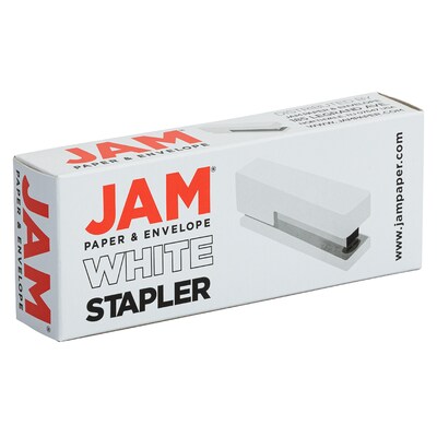 JAM Paper Modern Desktop Stapler, 10 Sheet Capacity, White (337WHZ)