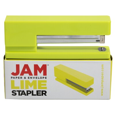 JAM Paper Modern Desktop Stapler, 10 Sheet Capacity, Lime Green (337GR)