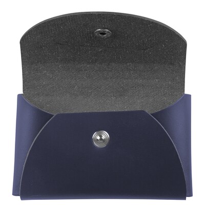 JAM Paper® Italian Leather Business Card Holder Case with Round Flap, Navy Blue, Sold Individually (233329917)