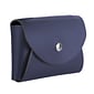 JAM Paper® Italian Leather Business Card Holder Case with Round Flap, Navy Blue, Sold Individually (233329917)