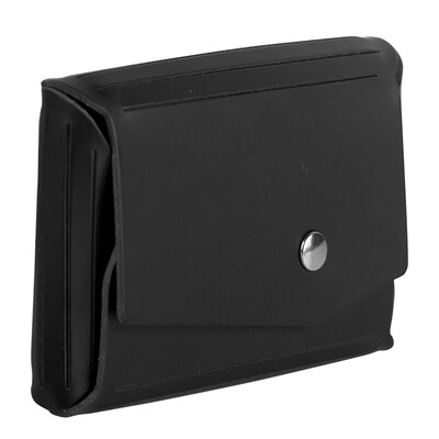 JAM Paper® Italian Leather Business Card Holder Case with Angular Flap, Black, Sold Individually (22