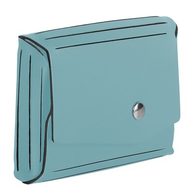 JAM Paper® Italian Leather Business Card Holder Case with Angular Flap, Teal Blue, Sold Individually