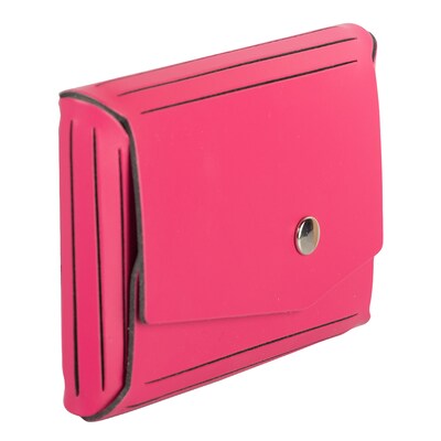 JAM Paper® Italian Leather Business Card Holder Case with Angular Flap, Fuchsia Pink, Sold Individually (233329912)