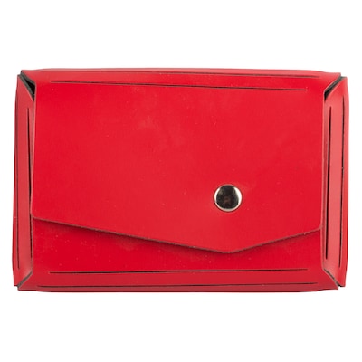 JAM Paper® Italian Leather Business Card Holder Case with Angular Flap, Red, Sold Individually (2233