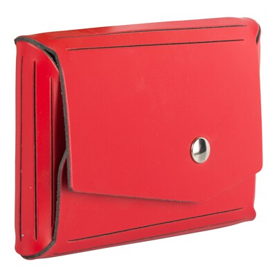 JAM Paper® Italian Leather Business Card Holder Case with Angular Flap, Red, Sold Individually (2233317461)