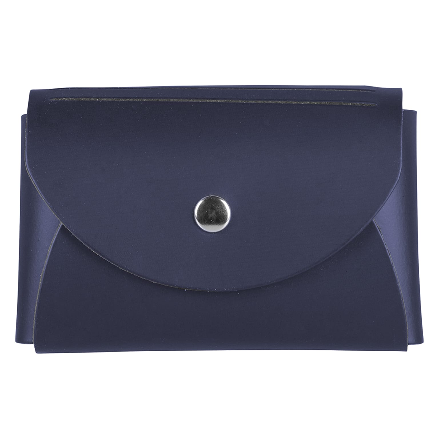 JAM Paper® Italian Leather Business Card Holder Case with Round Flap, Navy Blue, Sold Individually (233329917)