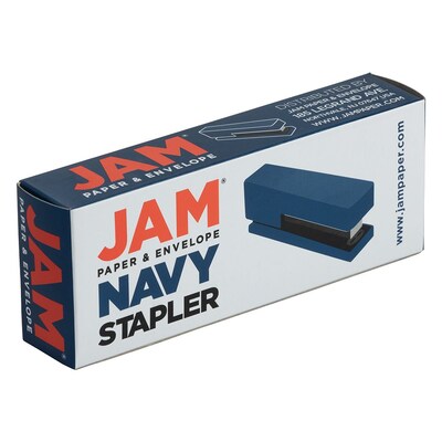 JAM Paper Modern Desktop Stapler, 10 Sheet Capacity, Navy Blue (337NA)