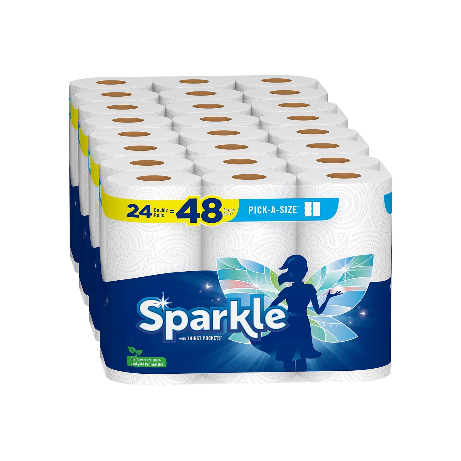 Sparkle Pick-A-Size with Thirst Pockets Paper Towels, 2-ply, 110 Sheets/Roll, 24 Rolls/Pack (22264/50)