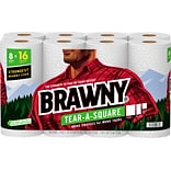 Brawny Tear-A-Square Kitchen Roll Paper Towels, 2-Ply, 120 Sheets/Roll, 8 Rolls/Pack (443665)