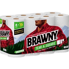 Brawny Tear-A-Square Paper Towels, 2-ply, 120 Sheets/Roll, 8 Rolls/Pack (443665)