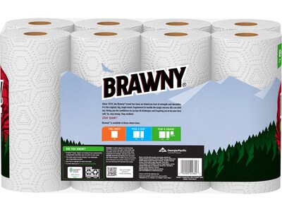 Brawny Tear-A-Square Paper Towels, 2-ply, 120 Sheets/Roll, 8 Rolls/Pack (443665)