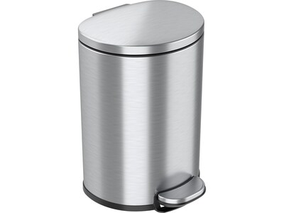 iTouchless SoftStep Semi-Round Stainless Steel Step Trash Can with Hinged Lid, 2.91 Gallon (IP03DSS)