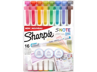 Sharpie S-Note Duo Art Markers, Twin Tip, Assorted Colors, 16/Pack (2154174)