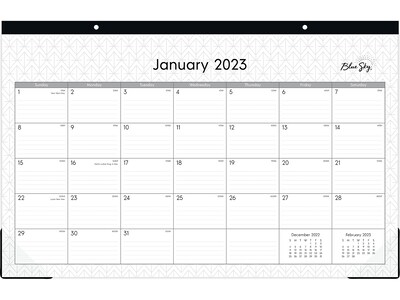 2023 Blue Sky Enterprise 17 x 11 Monthly Desk Pad Calendar, White/Gray (111293-23)