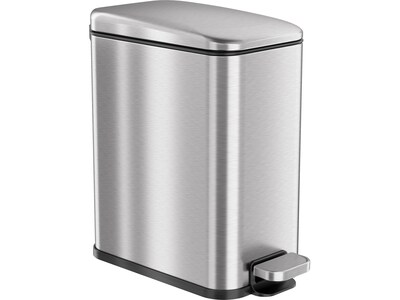 iTouchless SoftStep Slim Stainless Steel Step Trash Can with Hinged Lid, 1.29 Gallon (PS01RSS)