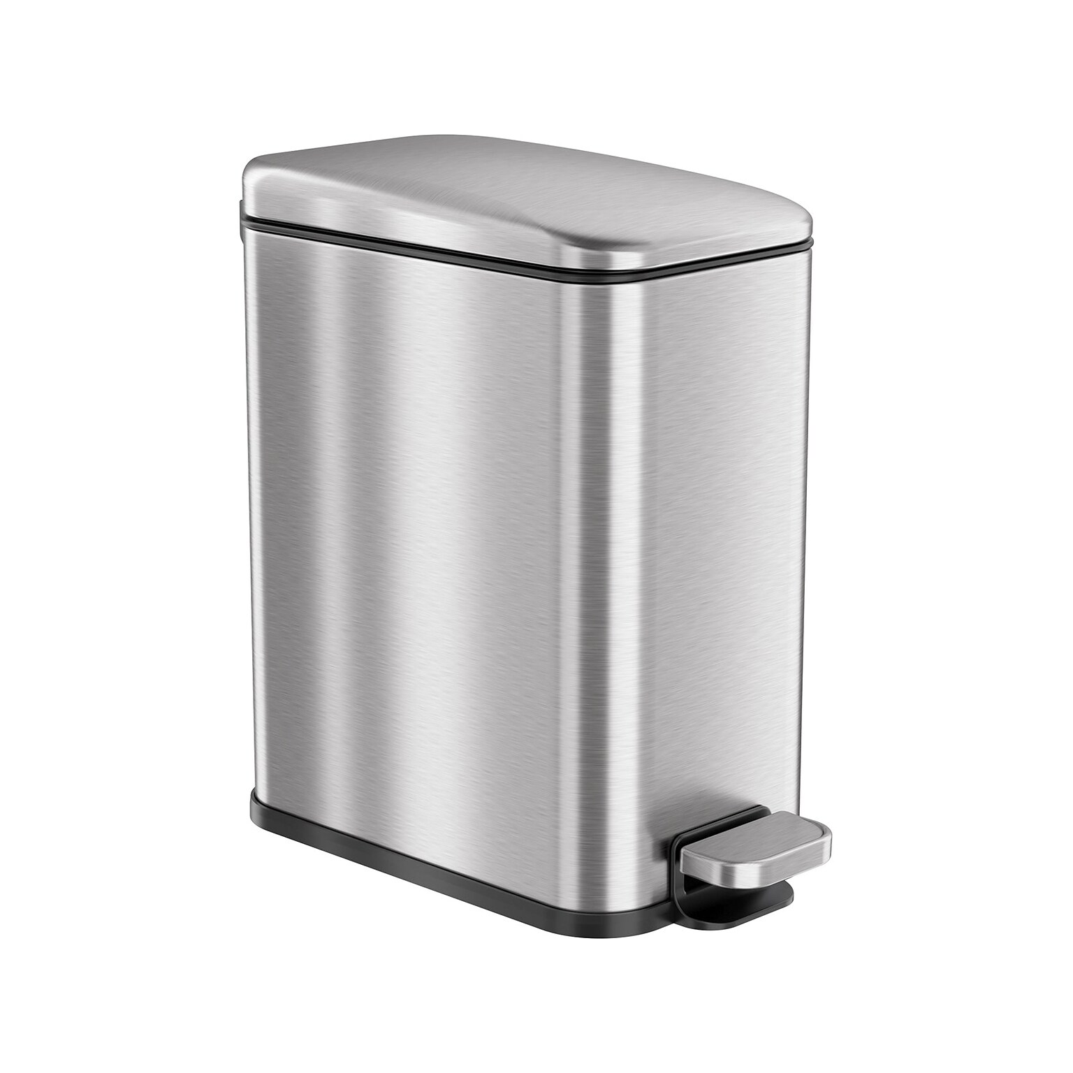 iTouchless SoftStep Slim Stainless Steel Step Trash Can with Hinged Lid, 1.29 Gallon (PS01RSS)