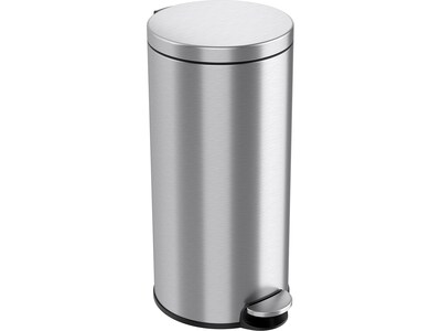 iTouchless SoftStep Round Stainless Steel Step Trash Can with Hinged Lid, 7.93 Gallon (IP08RSS)