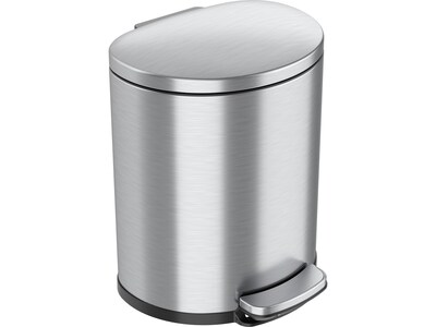 iTouchless SoftStep Semi-Round Stainless Steel Step Trash Can with Hinged Lid, 5.02 Gallon (IP05DSS)