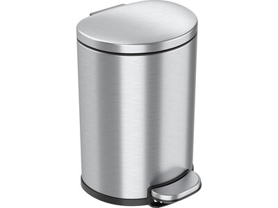iTouchless SoftStep Semi-Round Stainless Steel Step Trash Can with Hinged Lid, 1.85 Gallon (IP02DSS)
