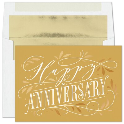 Custom Golden Anniversary Flourish Cards, with Envelopes ,7 7/8" x 5 5/8" Anniversary Card, 25 Cards per Set