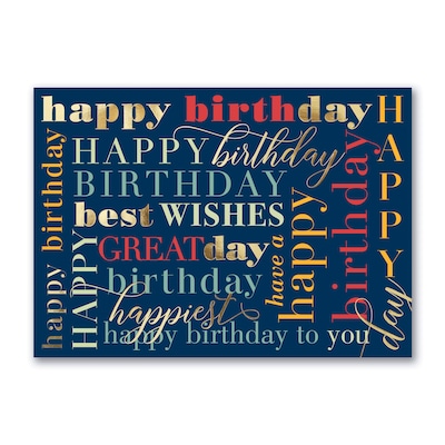 Custom Happiest Birthday Cards, with Envelopes, 7 7/8 x 5 5/8 Birthday Card, 25 Cards per Set