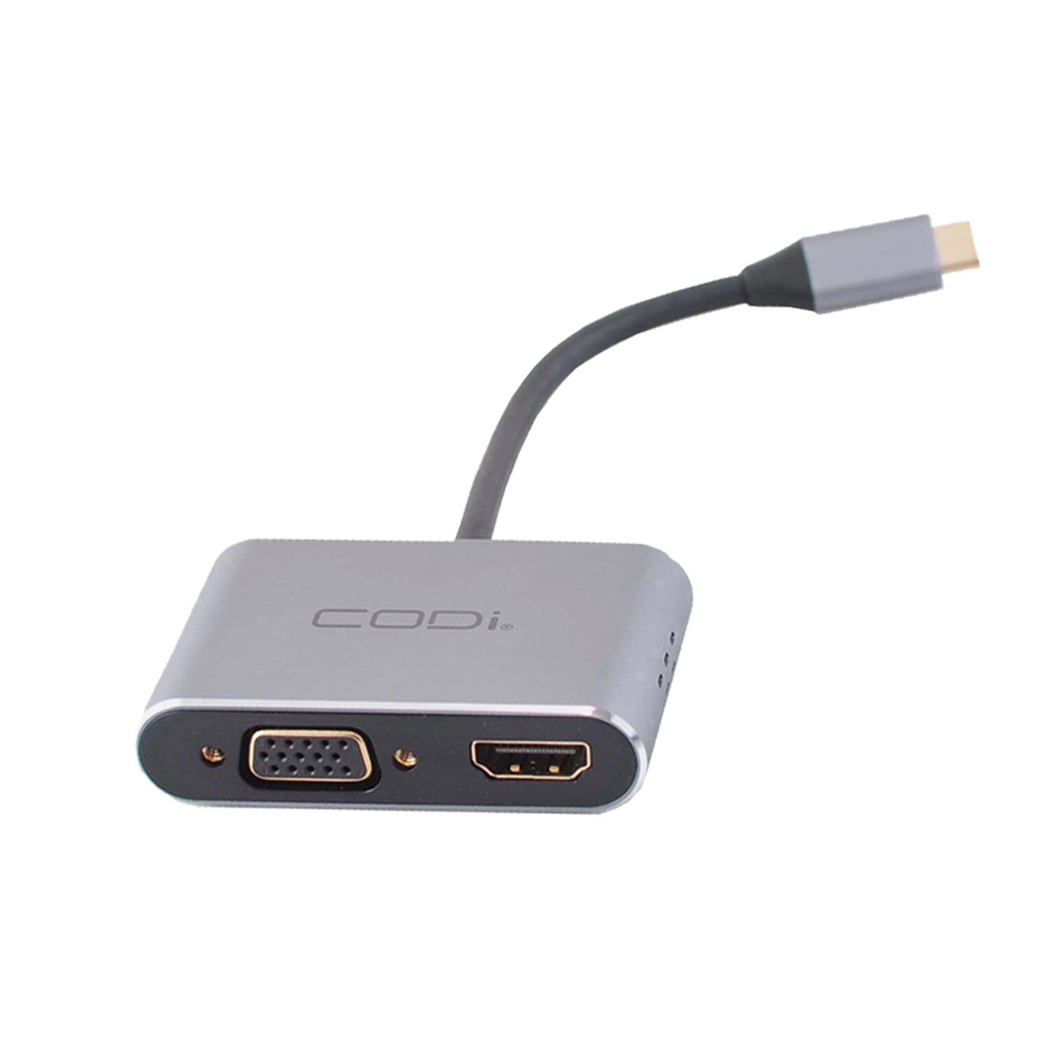 CODi 4-in-1 HDMI 4K/VGA/USB/USB-C PD Charging Port Display/Audio Adapter, F, Gray/Black  (A01063)