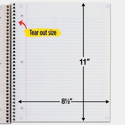 Mead Five Star 1-Subject Notebook, 8.5" x 11", College Ruled, 100 Sheets, Each (06206/08076)
