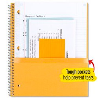 Five Star Recycled Notebook Plus Study App, 1 Subject, College Ruled, 8  1/2 x 11, 4 Pack, Spiral Notebooks