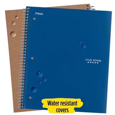 Five Star Recycled Notebook Plus Study App, 1 Subject, College Ruled, 8  1/2 x 11, 4 Pack, Spiral Notebooks