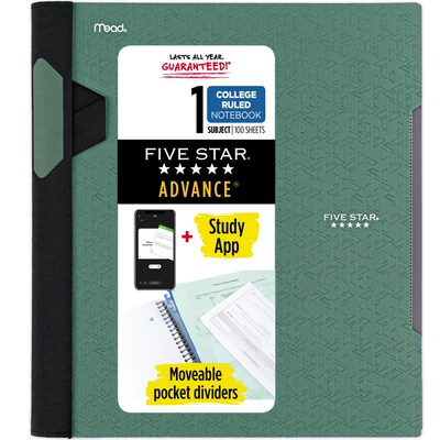 Five Star 1-Subject Notebooks, 8.5 x 11, College Ruled, 100 Sheets, Each (06322)