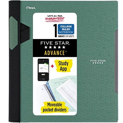Mead Five Star 1-Subject Subject Notebook, 8.5 x 11, College Ruled, 100 Pages, Assorted Colors (06322)