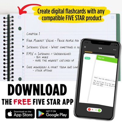 Five Star Advance 5-Subject Subject Notebooks, 8.5" x 11", College Ruled, 200 Sheets (06326)