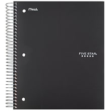 Five Star 5-Subject Subject Notebooks, 8 x 10.5, Wide Ruled, 200 Sheets, Each (51016)