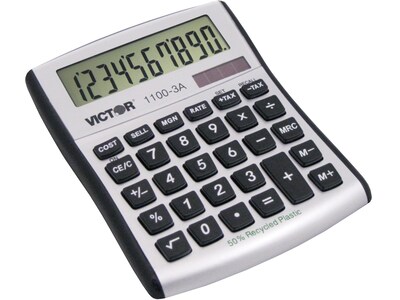 Victor 1100-3A 10-Digit Desktop Calculator, Silver