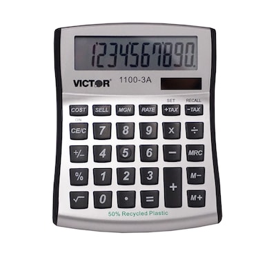 Victor 1100-3A 10-Digit Desktop Calculator, Silver