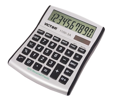 Victor 1100-3A 10-Digit Desktop Calculator, Silver