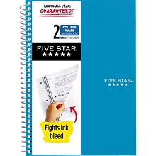Staples® Accel 2-Subject Spiral Notebook, 9.5 x 6, College Ruled, 100 Sheets, Assorted Colors (061