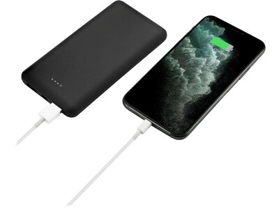 LAX Gadgets Ultra Slim USB Power Bank, 12000mAh, Black (RB12KBK)