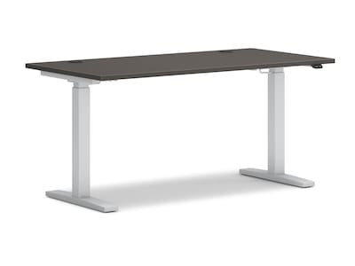 HON Mod 60"W Rectangular Adjustable Standing Desk, Slate Teak/Nickel (HLPLRW6030CONHATSL1)