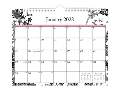 2023 Blue Sky Analeis 11 x 8.75 Monthly Wall Calendar, White/Black (100028-23)