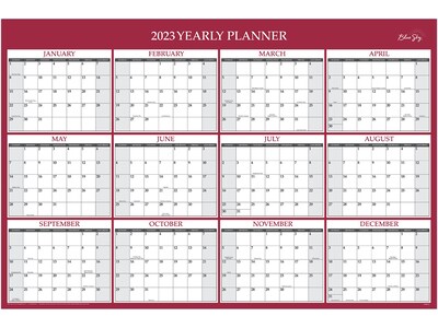 2023 Blue Sky 36 x 24 Yearly Dry-Erase Wall Calendar, Reversible, Classic Red (116054-23)