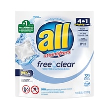 All Mighty Pacs Free and Clear Super Concentrated Laundry Detergent, 39/Pack