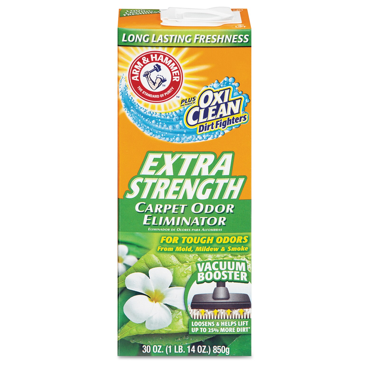 Arm & Hammer Plus Oxi Clean Powder Carpet Order Eliminator, Island Mist Scent, 30 oz., 6/Carton (CDC3320011535)